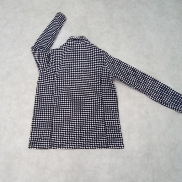 LANDS END Black and White Houndstooth Pattern Extra Soft Zip Close Jacket - Picture 2 of 11